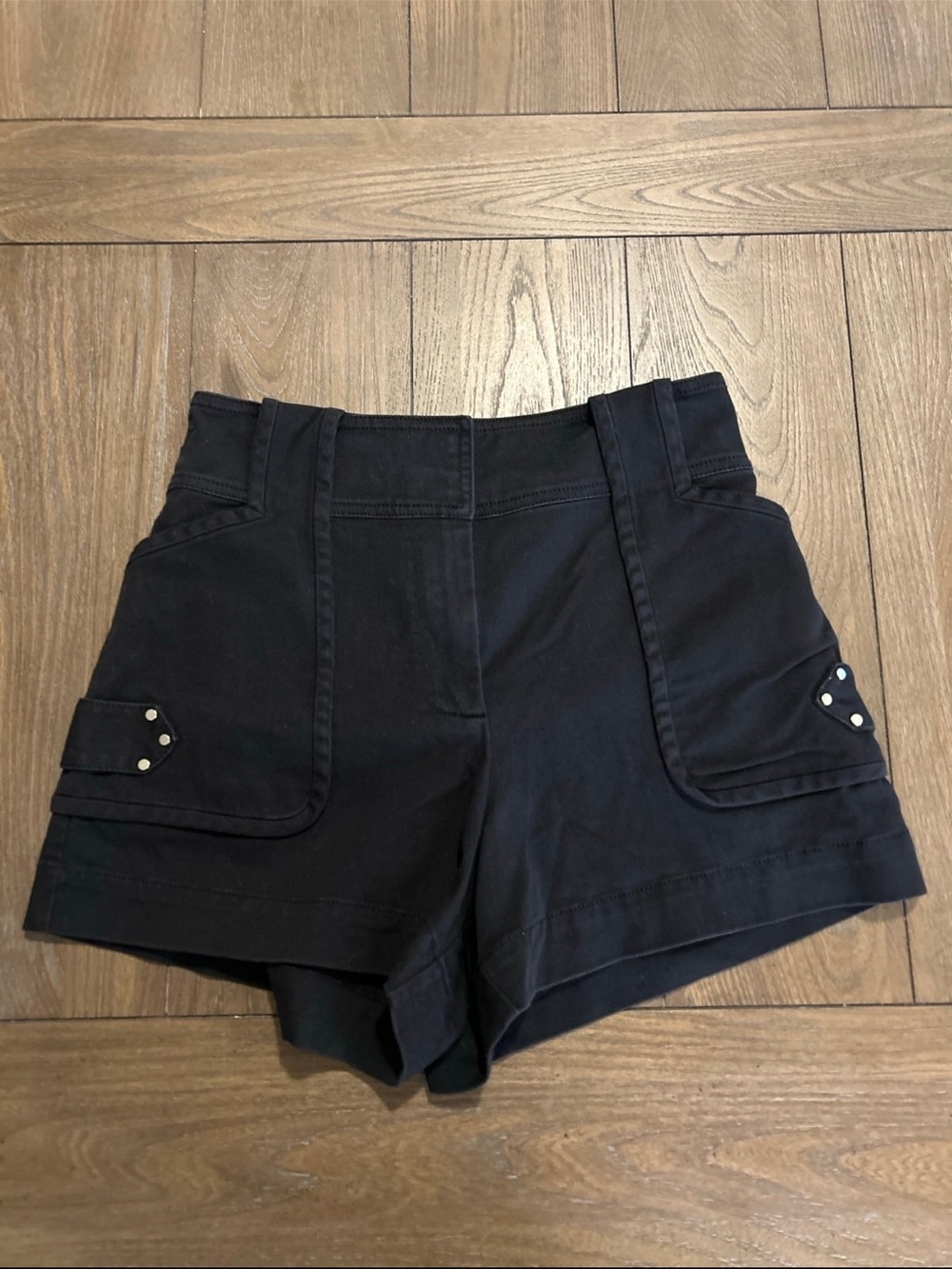 Derek Lam Black High-Rise Utility Cargo Shorts